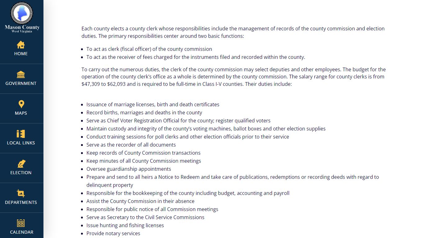Mason County Clerk | Mason County - West Virginia